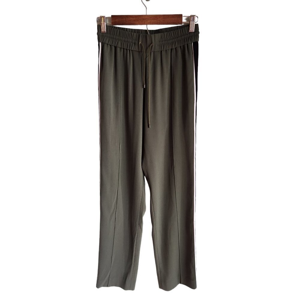 Kenzo Paris Pants Green 36 XS Pull On Drawstring Side Stripe Pant
